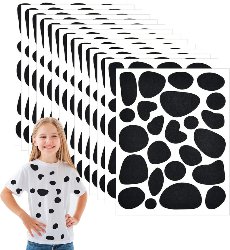 weizedm 15 Sheets Black Adhesive Felt Circles Pads, 360Pcs Irregular Felt Pads Spotty Dog Style Sticker Dalmatian Costume Spotty for Halloween DIY Art Crafts Projects Costume Holiday Decoration - Image 1